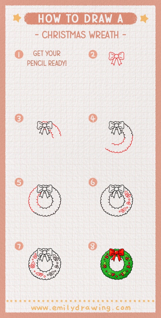 how to draw a christmas wreath pinterest pin